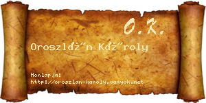 Oroszlán Károly névjegykártya